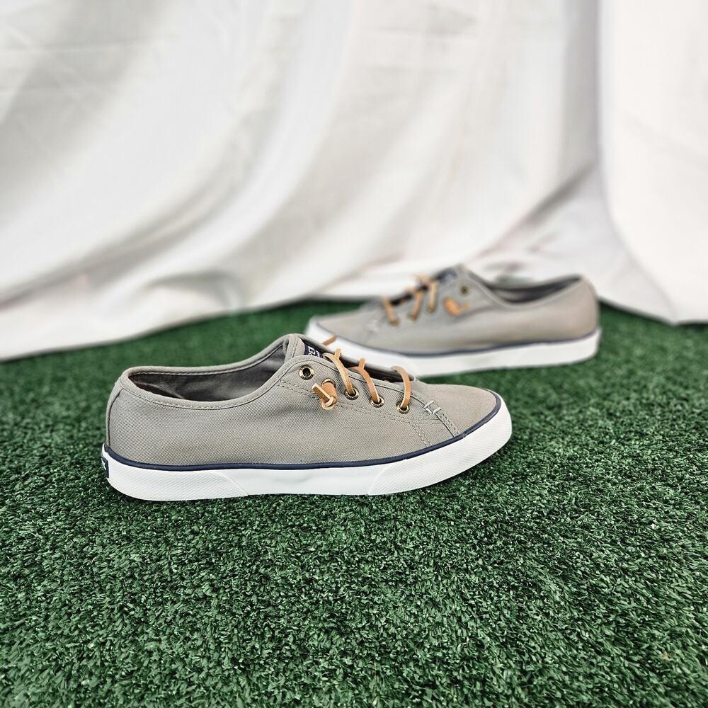 Sperry Shoes Womens 8 Pier View Casual Low Top Sneakers STS95729 Gray Fabric